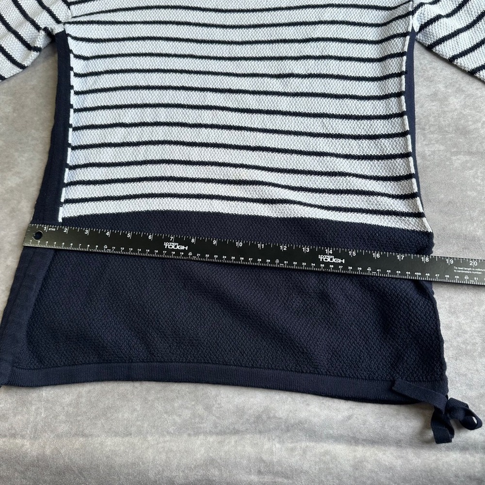 T by Talbots Sweater Womens XS Blue White Striped Colorblock Knit Pullover - Picture 6 of 11